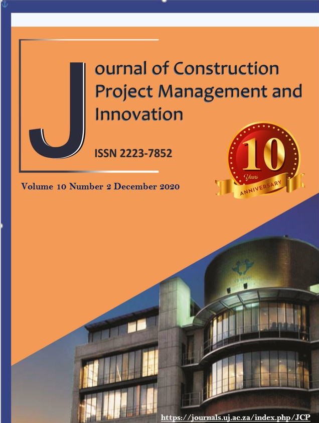 					View Vol. 10 No. 2 (2020): Journal of Construction Project Management and Innovation
				