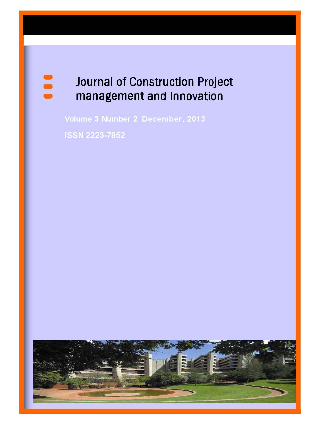 					View Vol. 3 No. 2 (2013): Journal of Construction Project Management and Innovation
				
